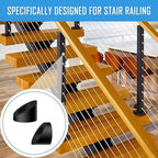 Helffer 20 Pack 3/8" ID Black Angle Beveled Washers for Cable Railing, Stainless Steel 30 Degree Washers for 1/8" 3/16" 5/32" Stair Deck Cable Railing Kits