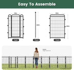 32 in(H) Decorative Garden Fence Outdoor for Yard with 2 Gates,Heavy Duty Iron 16 Panels Total 34.7ft(L) Anti Dig Fence with Gravity Automatic Lock for Indoor/Outdoor Decorative Dog Fence,Black