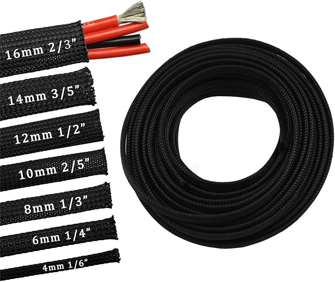 30ft PET Expandable Sleeving Wire Cable Sleeve (1/3", Black)