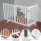 ZJSF Freestanding Indoor Dog Gate for House Foldable Wood White Puppy Gate for Doorways Pet Gate for Stairs Extra Wide Pet Fence 32" Height 3 Panels
