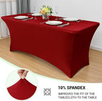 Obstal 6 Pack Stretch Spandex Red Table Covers for 6 Foot Tables - 6 FT Universal Rectangular Fitted Tablecloth Protector for Wedding, Banquet, Party, 72 Length x 30 Width x 30 Height Inches