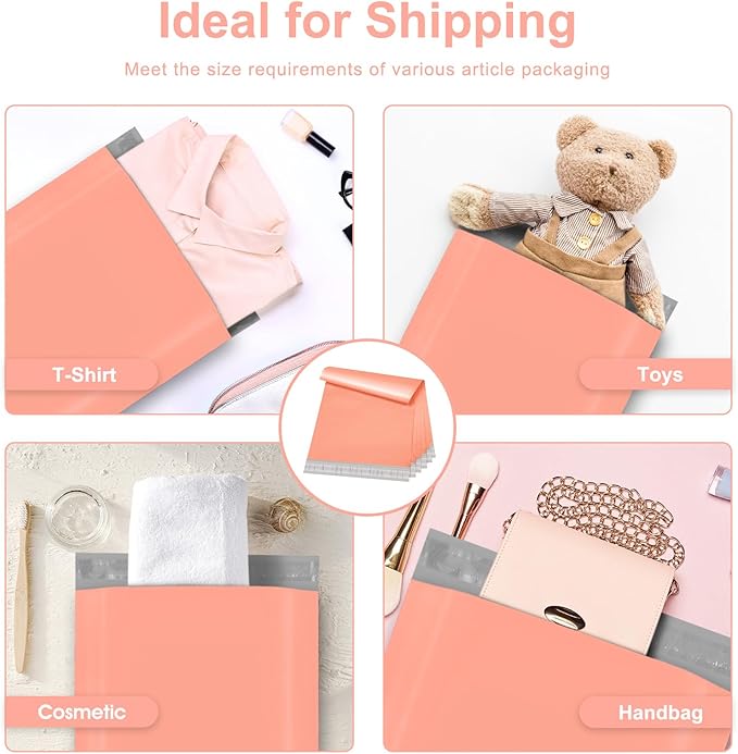 Metronic Poly Mailers 10x13 100 Pcs | Medium Size Shipping Bags for Clothes | Large Poly Mailer Bags, Shipping Envelopes, Mailing Bags for Small Business, Strong Adhensive Poly Bags Pink