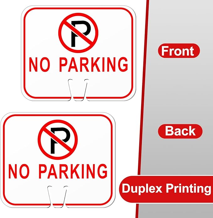 Geetery 3 Pcs No Parking Signs Traffic Cone, 12.6 x 10.43 Inches Plastic Traffic Cone Top Warning Sign for Road Barricade Outdoor Construction Waterproof
