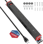 360° Rotating Mountable Power Strip with USB Ports, 8 Outlet Surge Protector Power Strips Wall Mount, Metal Heavy Duty Versatile Outlet with 6FT Power Cord,For Home Office Industrial Garage Commercial