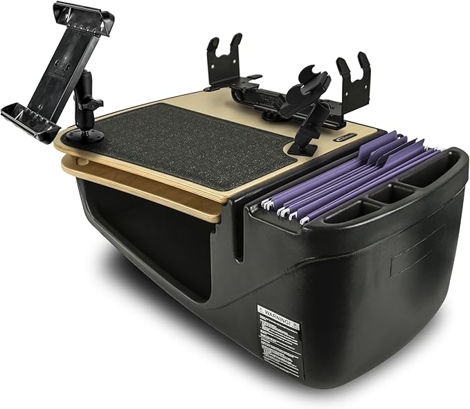 AutoExec AE-GMCD-PM-PS-TAB-11M GripMaster Car Desk for Your Vehicle Workstation and Mobile Office, Natural with Phone Mount, Printer Stand and Tablet Mount