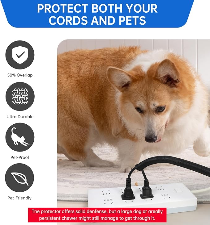 Split Braided Cable Sleeve，Flexible Wire Loom Tubing, Automotive Cord Protector Pet Proof, Cable Management for Computer TV Electric Wires Harness 16ft (Black, 16mm（5/8")