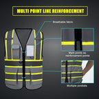 AYKRM 11 color High Vis Reflective Safety Vest for Women Men Security Pocket Zipper