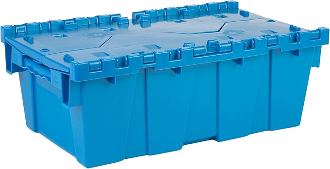 Hudson Exchange 19.6 x 11.6 x 7.3” (3.7 Gallon, 1 Pack) Storage Tote Distribution Container with Hinged Attached Lid, Blue