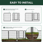 FXW Garden Fence Outdoor for The Yard – 40in(H) x 54.7ft(L) Heavy Duty Metal Animal Barrier for Dog and Rabbit, Decorative Dog Fence, 24 Panels, Black
