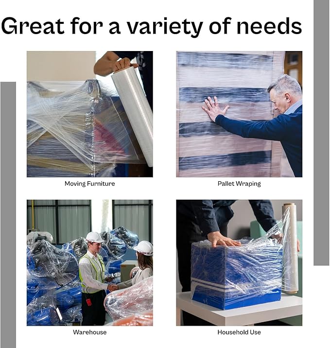 PSBM Blue Cast Stretch Wrap, 1 Pack, 18 Inch x 1500 Feet, 80 Gauge, Plastic Cling Dark Color Hand Stretch Film Rolls for Packaging Moving Packing Pallets