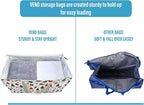 VENO 4 Pack Moving Bags and Large Christmas Storage Bins with lids. Alternative to Moving Boxes, Packing Supplies for College. Extra Large Heavy Duty Totes for Packaging (Jingle Mix, 4 Pack)