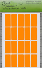 Royal Green Neon Orange Rectangle Stickers 1.57 inch x 0.75 inch - Color Coding Labels Rectangular (40mm x 19mm) - 300 Pack