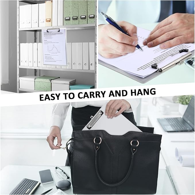 Epakh 2 Pieces Clipboard Bulks Metal Clipboard Aluminum Office Low Profile Clip Standard A4 Letter Size Metal Clip Board, Size 12.5 x 9 Inch