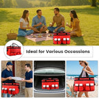 Insulated Food Delivery Bag with 4 Cup Holder and Bottom Support, XX-Large Insulated Grocery Bags Keep Food Hot/Cold, Cooler Bags with Drink Carrier, Food Carrier Catering Bag for Events, Red