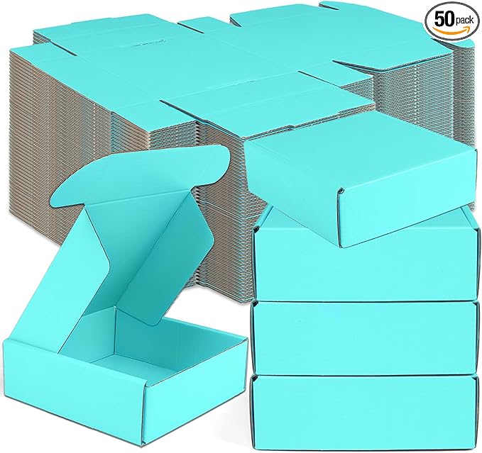 Small Shipping Boxes, 50 Pack Cardboard Box Corrugated Mailer Boxes Small Corrugated Boxes For Shipping Packaging Craft Gifts Giving Products, 6 x 4 x 1.6 Inches (Light Green)