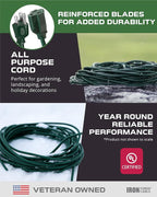 Pack of 2 Outdoor Extension Cords, 15 FT ea - 16/3 Durable Green 3 Prong Extension Cord Pack