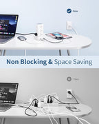 Power Strip Tower, 6.5 Ft Flat Plug Extension Cord, 16 IN 1 Power Bars with Surge Protector, Power Tower Bar with 12 AC Multiple Outlets 4 USB (1 USB C),for Home Office Desk