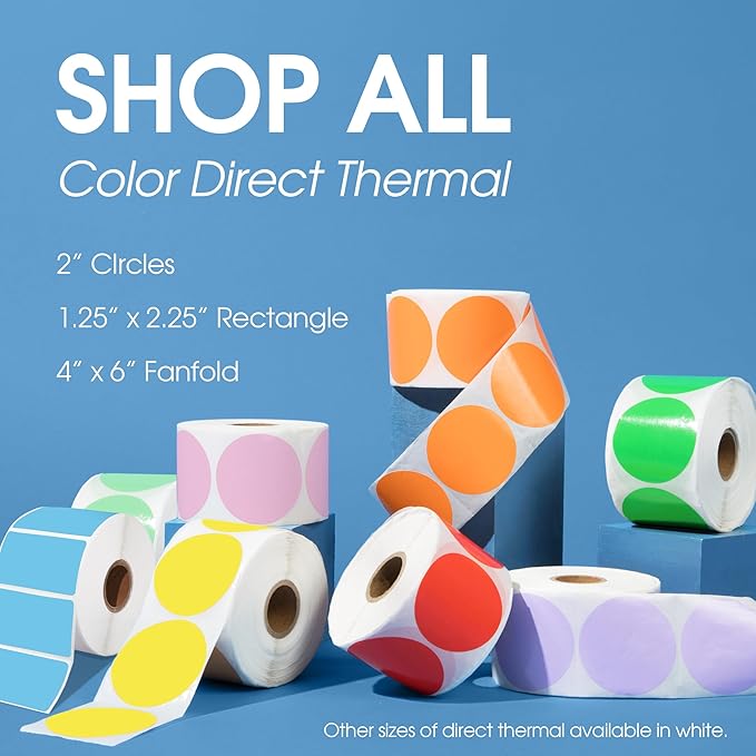 Spartan Industrial - 2" Direct Thermal Labels - Purple Circle Label Stickers for Business Logos, QR Codes, Color Coding, and More (2 Rolls, 750/Roll)