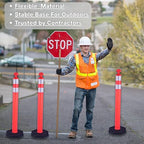 3PACK BESEA Traffic Delineator Cone 45”High Orange Traffic Safety Delineator Cones with Heavy Duty Rubber Base for Construction Site, Road Parking, People Control in Public(3PACK)