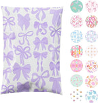 14.5x19 Designer Poly Mailer 100 Pack Heavy Duty Waterproof Self Seal Shipping Bags for Small Business Large Mailing Envelopes Bulk Tear Resistant Packaging Purple Bows