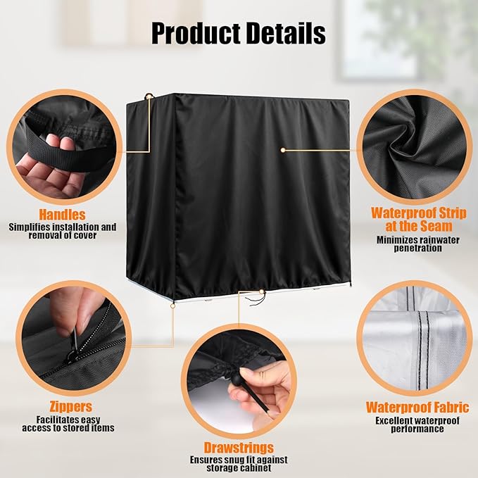 Kasla Storage Cabinet Cover, Outdoor Chest Storage Waterproof Cover, Weatherproof Cabinets Covers for Kitchen Patio Garden Backyard - 36"Lx18"Wx72"H