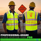 BeautyWill 5Pack Custom Logo Safety Vest 8 Pockets Class2 ANSI Certified High Visibility Reflective Vest for Men - Personalized Logo Heavy-Duty Work Vest（Yellow，L）