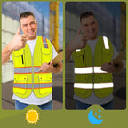 Reflective Safety Vest for Men Women with 8 Pockets and Zipper Front High Visibility Mesh Construction Vest