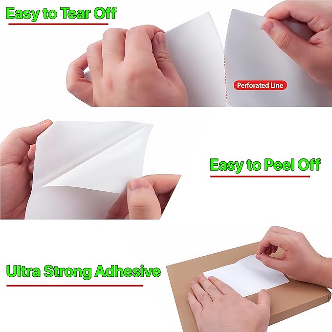 Fanfold [4 x 6 inch] x [1000 Labels] Thermal Stack Direct White Strong Adhesive Perforated Postage Shipping Printer Compatible with Zebra SNBC Epson Rollo (1000 Labels, Fanfold)