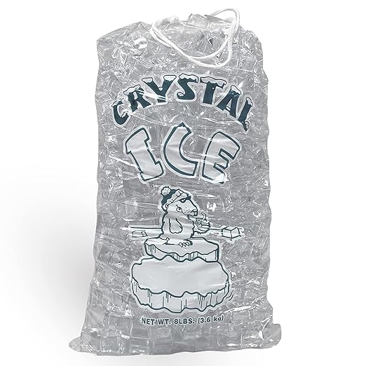 Pinnacle Mercantile 8 lb. Drawstring Ice Bags (100-Count) Heavy-Duty, Puncture-Resistant EVA | Cotton Pull Closure | Disposable, Recyclable | Portable Storage and Freezer Keeper