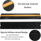 Reliancer 4 Pack 1-Channel Rubber Cable Protector Ramp Traffic Speed Bump 18000lbs Capacity Heavy Duty Cable Protective Cover Ramp Driveway Hose Cord Track Protector Wires Concealer for Garage Parking