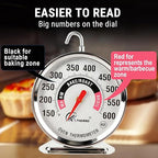 Oven Thermometer 150-600°F Pro Accurate Oven Temperature Gauge for Gas/Electric Ovens Instant Read Food Thermometer Hang or Stand