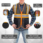 BeautyWill Custom Safety Vest Customized Logo Class 2 High Visibility Reflective Vest with Pockets Construction workwear