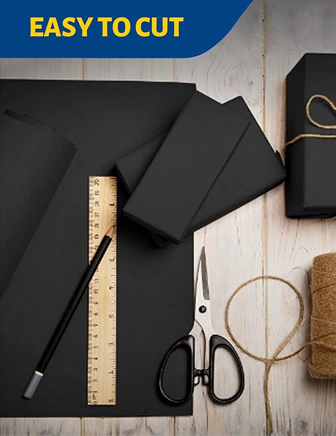 Kraft Paper Roll 48" x 98ft, Black Craft Paper 80GMS for Gift Package/Bouquet Flower Wrapping/Kids Arts Drawing/Bulletin Board/DIY/Box Moving Filler/Shipping Supplies/Table Cover, Unwaxed & Uncoated