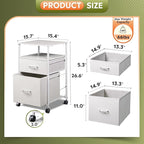 DEVAISE 2 Drawer Fabric Vertical Filing Cabinet, Rolling Printer Stand, White