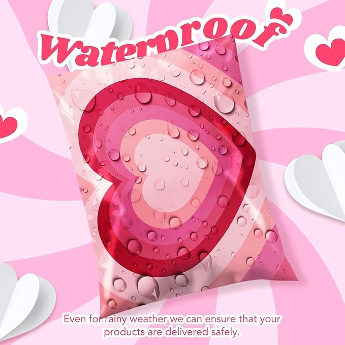 Metronic Poly Mailers 10x13" 1200pc Bulk Shipping Bags for Clothes,Strong Adhensive Shipping Envelopes for Small Business,Waterproof Mailers Poly Bags for Shipping,Packaging Mailing Bags Pink Heart