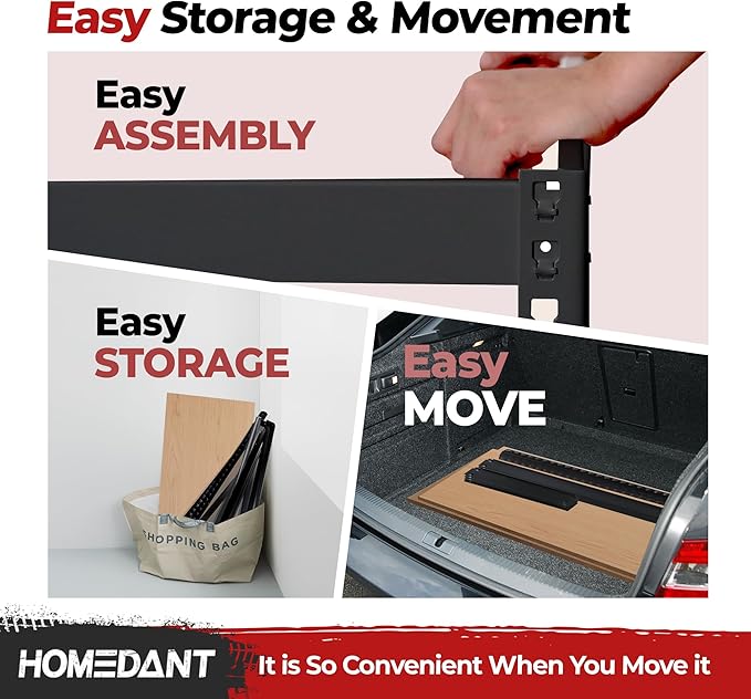 HOMEDANT 5-Tier Laminated Boltless Heavy Duty Metal Shelving Unit Adjustable Garage Storage Utility Rack Shelves Organization Multipurpose Shelf Warehouse Industrial (2, (L) 39.8" W, Black)