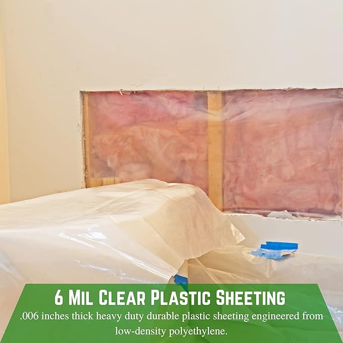 Farm Plastic Supply - Clear Plastic Sheeting - 6 mil - (6' x 100') - Thick Plastic Sheeting, Heavy Duty Polyethylene Film, Drop Cloth Vapor Barrier Covering for Crawl Space