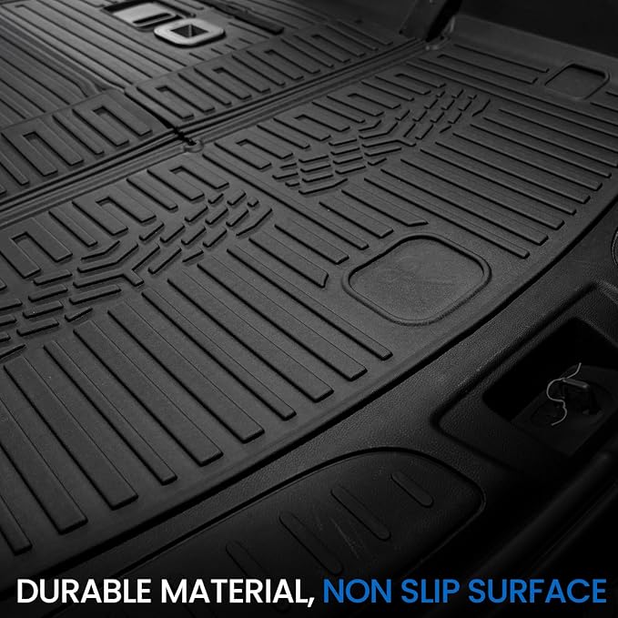 Floor Mats Set for 2016-2026 Dodge Durango (Only for 7 Seats with Bench Seats), All Weather TPE Backrest Mat Trunk Mat Cargo Liner Door Sill Guards Accessories (7 Seats Floor Mats Set)