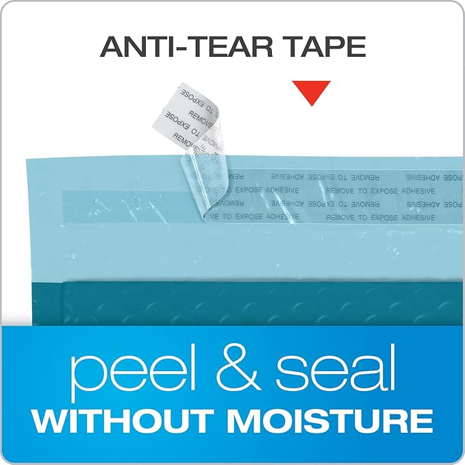 Quality Park Bubble Mailers, 6 x 9 Inch, Blue Poly Mailers, Padded Envelopes, Shipping Envelopes, Water Resistant, Self Seal, 50 Per Box (QUA85862)