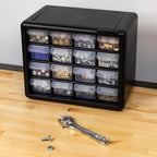 Akro-Mils 16-Drawer Plastic Cabinet for Garage Organization, Beads, Makeup Organizer, Building Bricks Storage, Teacher Toolbox, 10-1/2" W x 6-1/2" D x 8-1/2" H, 10716 Black (Pack of 4)