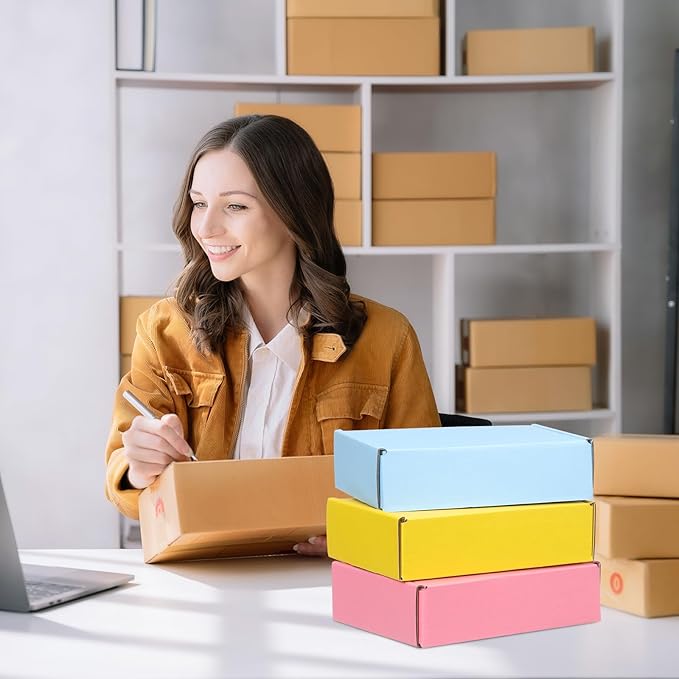 PATIKIL 8 x 6 x 1.6 Inch Shipping Boxes, 31 Pack Hard Corrugated Cardboard Box Cute Carton Boxes Literature Mailer for Mailing Packaging Small Business Gift Storage, Brown