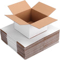 25 Packs Small Shipping Boxes 6x6x4 Inches, White Corrugated Cardboard Box for Shipping, Packing, Business, DIY