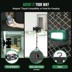 50W 5000LM Rechargeable Work Light, 3-in-1 Magnetic Work Light with Detachable 2 Floodlights, 9 Modes, Foldable&360° Rotatable IP65 Portable LED Worklight with Hooks for Jobsite Garage Car Repairing