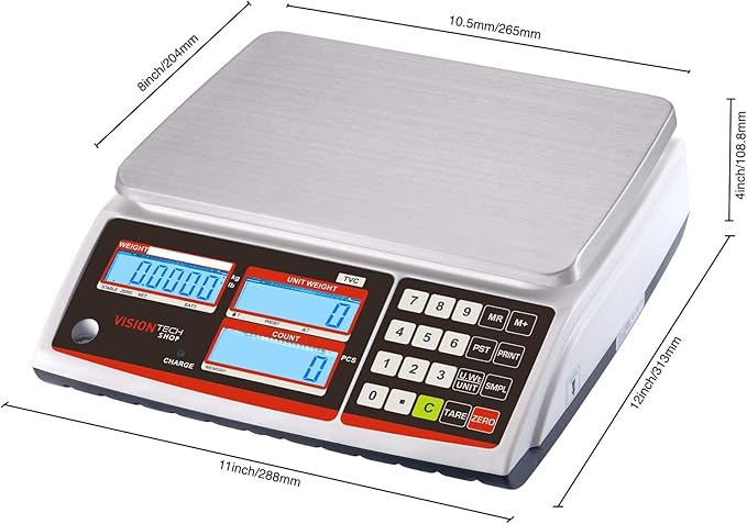 VisionTechShop TVC-6 Counting Scale for Parts and Coins, Lb/Kg Switchable, 6lb Capacity, 0.0002lb Readability