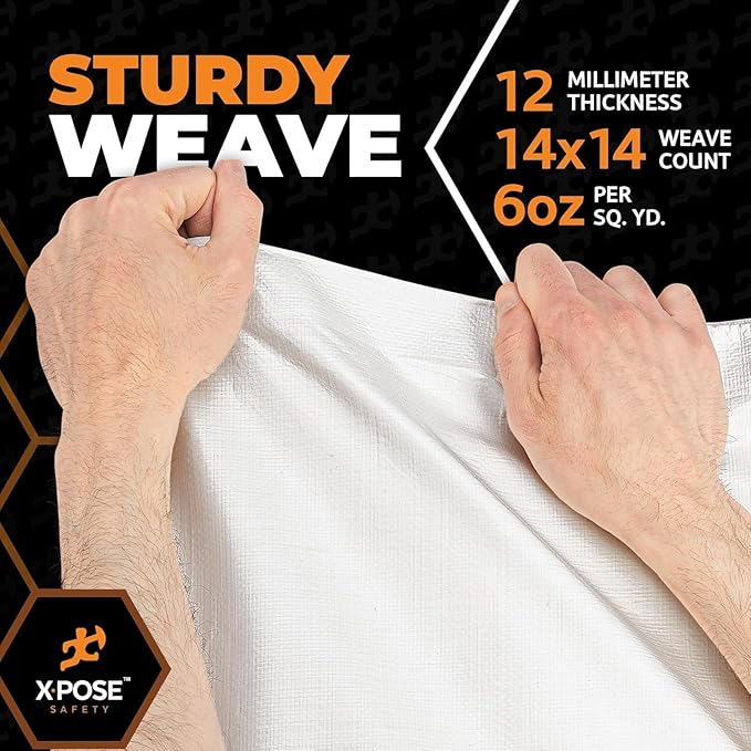 Heavy Duty White Poly Tarp 50' X 50' - Bulk Full Pallet (12 Pack) - Multipurpose Protective Cover - Durable, Weather Proof & Tear Resistant - 12 Mil Thick Polyethylene - by Xpose Safety