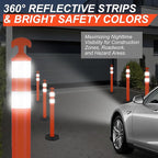 42" Traffic Delineator Posts,6 Pack Orange Safety Cones with Reflective Collars and Weighted Base for Road Safety, Parking Lots