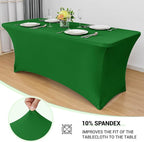 Obstal 6 Pack Stretch Spandex Table Covers for 8 Foot Tables - 8 FT Universal Rectangular Fitted Tablecloth Protector for Wedding, Banquet, Party (Green, 96 Length x 30 Width x 30 Height Inches)