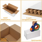 PETAFLOP White 10x6x4 Shipping Boxes Set of 25, Corrugated Cardboard Mailer Box for Small Business Mailing DIY