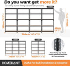 HOMEDANT 5 Tier Storage Shelves Adjustable Laminated Boltless Garage Metal Shelving Unit Heavy Duty Utility Rack Shelf Warehouse Pantry Closet Kitchen (4, (M) 35.9" W, Black)