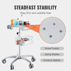VEVOR Medical Cart, Salon Cart with Wheels, Mobile Trolley Cart 26.77"-42.91" Height Adjustable, Metal Salon Stations for Hair Stylist, Rolling Desktop Lab Cart for Clinic, Beauty and Salon